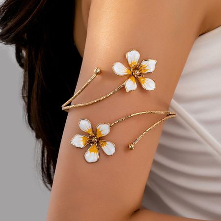 Adjustable Opening Arm Bracelet Floral Arm Ring Fashion Arm Cuff Bracelet  Women Jewelry Accessory белый