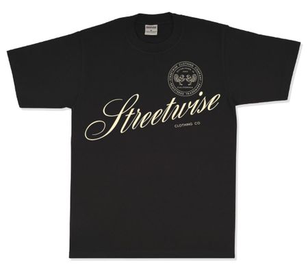 Streetwise SCRIPT SEAL Graphic T-Shirt Black M-L-XL-2XL-3XL wbr/ -4XL-5XL Unisex T-Shirt S