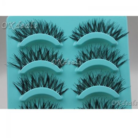 5 Pairs Makeup Long Thick Cross False Eyelashes Eye Lashes Extension Black Handmade