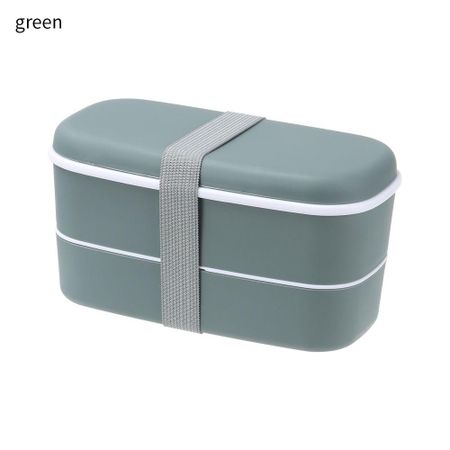 Accessories Double Layers Fresh-keeping Bento Box Microwavable Dinnerware Food Container Lunch Box зелёный