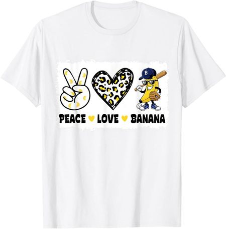 Peace Love Banana Fresh Fruit Lover Vegan Banana Tees T-Shirt Unisex T-Shirt L
