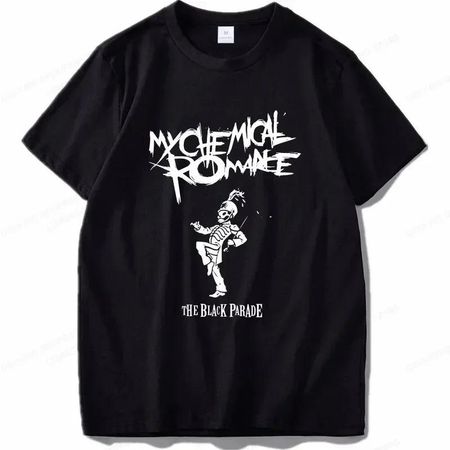 Футболка My Chemical Romance Мужская Модная Футболка Хлопковая Футболка Детская Хип-Хоп Топы Футболки Женская Футболка Летняя Винтажная Аниме Топы Мальчик#Цвет S чёрный