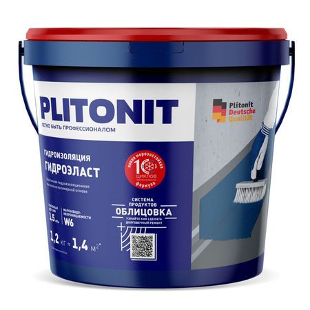 гидроизоляция PLITONIT ГидроЭласт полимерная 1,2кг