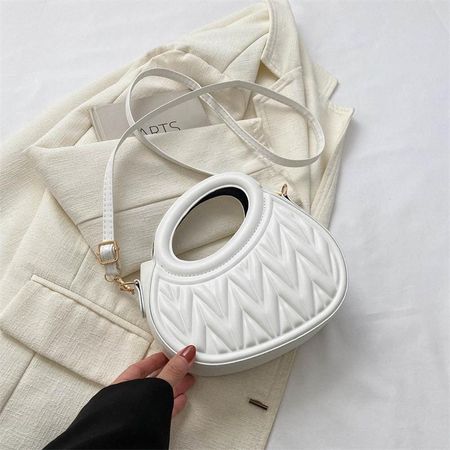 Trendy Street Style Pu Leather Handbag For Women Simple Chic Crossbody Bag белый