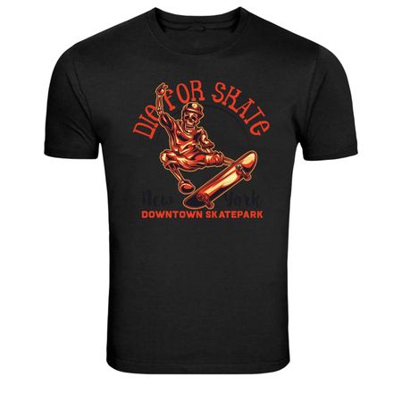 Ride Or Skate Skeleton Skateboard Graphic T-Shirt XL