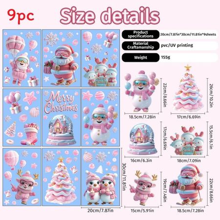 Modern Simplistic Christmas Wall Decal Pvc Waterproof For Home Holiday Enhancement