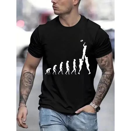 Rugby Evolution Новинка Смешная футболка Мужская черная футболка-хипстерская футболка большого размера Мужская толстовка Футболки Модная футболка Harajuku M чёрный