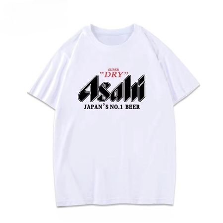 Япония Футболка Asahi Beer Asahi Японское Пиво С коротким рукавом Японская Свободная Летняя Мужская и Женская Парная Хлопок Короткий Рукав Принт XXXXL