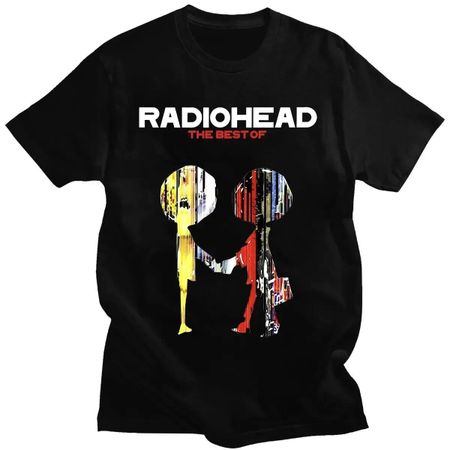 Музыкальный альбом Графические футболки Radiohead The Best of Винтажная футболка Хип-хоп Футболка для беременных Мода Винтажная уличная одежда S чёрный