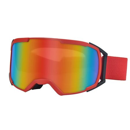 Cylindrical ski goggles with double-layer anti-fog protection, large cylindrical lens, wide field of view, suitable for mountaineering, can be fitted красный