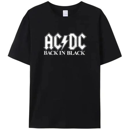 Ретро мужская черная хлопковая рубашка с принтом AC-DC, мужская удобная повседневная уличная популярная футболка Hell s Bell, мужская одежда, топы, футболки S