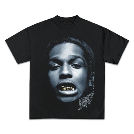 Футболка с коротким рукавом ASAP ROCKY ХИП-ХОП Хай-стрит Мужская Женская Готика Оверсайз Футболки Портрет A$AP Свободный Повседневный Харадзюку Топы S