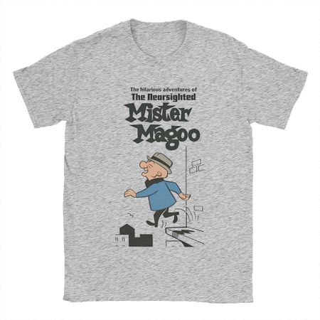 Мужчины Женщины Печать Г-н. Футболка Magoo Funny T Shirt Tee Хлопковые футболки Одежда S серый