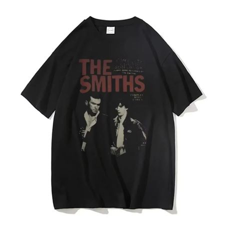 Винтажный принт The Smiths y2k Футболка Мужская Футболка из чистого хлопка Мужская уличная одежда Мужская Харадзюку Альтернативная Британская футболка M чёрный
