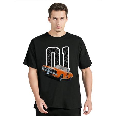 Футболка General Lee Charger Paul Kuras Man Футболки Car Moto Футболки Oversize Хлопковая футболка Повседневная уличная одежда Топы Фитнес Графическая футболка XXXXL чёрный