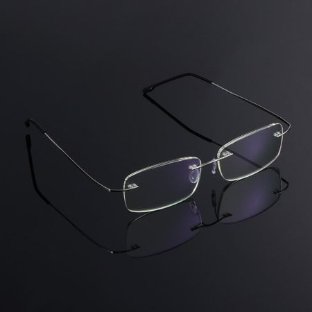 Unisex Rectangular Rimless Ultra-light Reading Glasses Presbyopic Eyeglasses Memory Titanium Strength 2.00 серебряный