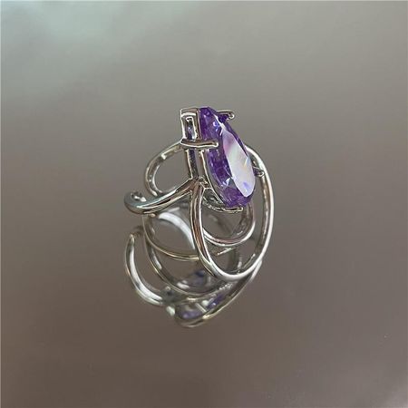 Sophisticated Purple Gemstone Nail Ring Exquisite Geometric Style Perfect For Gifting