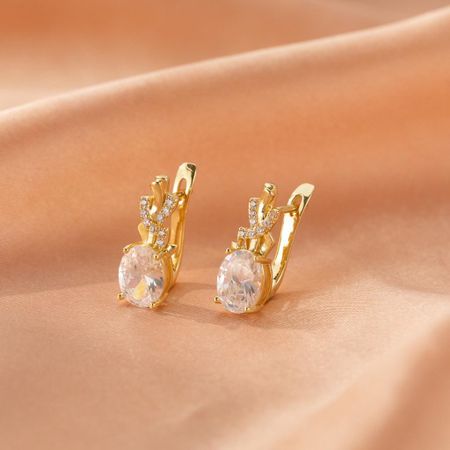 Chic And Sophisticated Copper Zircon Hoop Earrings For Women European Style