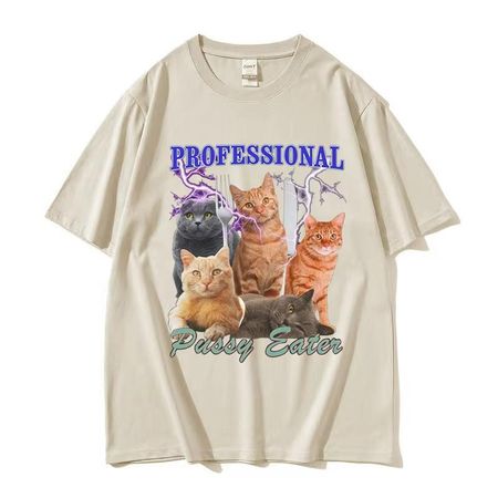 I Lick Batteries Funny Cat Meme Tshirt Silly Cats Shirt Brain Rot Tshirt Unhinged Shirts Cat Lover Gifts Cringe Weird Clothes M