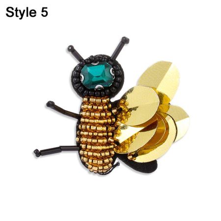 Handmade Embroidery Rhinestone Beaded Crystal Applique Bee Badge Sew on Patch Sequin Patches Style 5(2PCS)