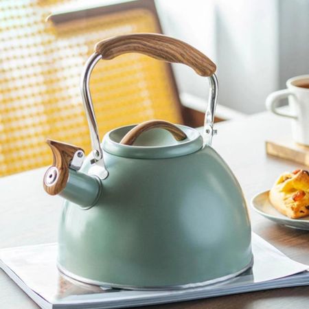 Stainless Steel Whistling Teapot 3L Capacity Flat Bottom Teapot Stovetop Tea Pot  Home Use