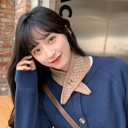 Keep Warm Neck Scarf Cold Resistant False Collar Fashionable Knit Triangular Scarve  Female хаки