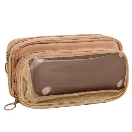 with Zipper Transparent Pencil Case Large Capacity Pencil Bag New Removable Pain Bag  Student кофейный