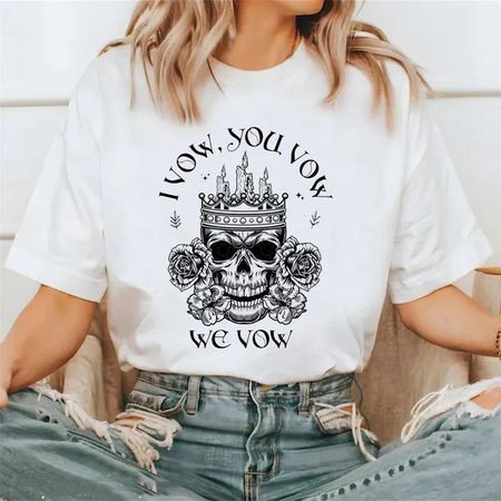 Trendy Retro I Vow You Vow We Vow Printed Summer TShirt New Top Print Fun Versatile Print Short Sleeve ONeck Loose TShirt S