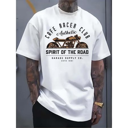 Мужская футболка Pure - Полиэстер Белая_ Винтажный Cafe Racer_ Стильная мужская футболка S чёрный