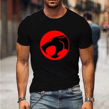 Новые мультяшные аниме футболки Thundercats с 3D-принтом, модные мужские и женские футболки, уличная одежда, оверсайз, харадзюку, детские топы, футболки, одежда#Цвет S чёрный