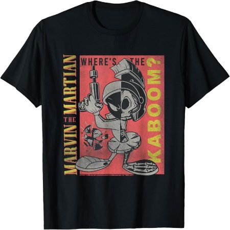 Looney Tunes Марвин Завоеватель Где Кабум Ретро Футболка S чёрный