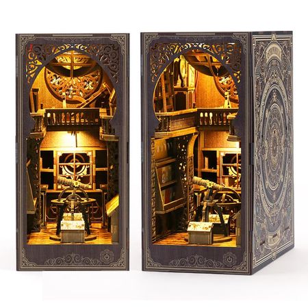 Miniature House Book Nook Series Dollhouse Kit Book Nook Kit Miniature Furniture Set Book Nook Series Handmade Miniature Wooden 3D DIY (Astronomical