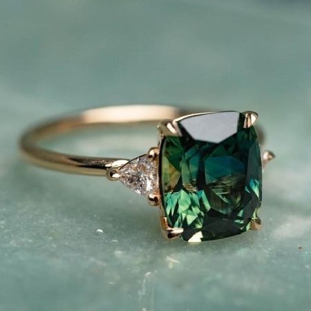 Square triangular ring, four-claw zircon ring, trendy jewelry. no. 6