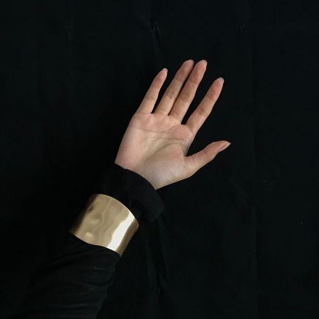 Sanhuan Road New Golden Ripples Bracelet Fashion Exaggerated Wide-Brimmed Bracelet Minimalist Spring Fastener All Match Minimalism Fashion Golden Ripple