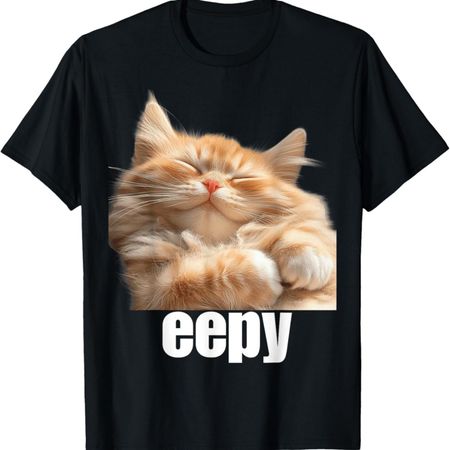 Eepy Cat, Silly Sleepy Cat Meme Cute fluffy cat lovers T-Shirt for Men Women Girls Kids S чёрный