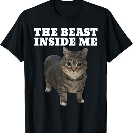 Cat Meme Beast Inside Me Funny T-Shirt S чёрный