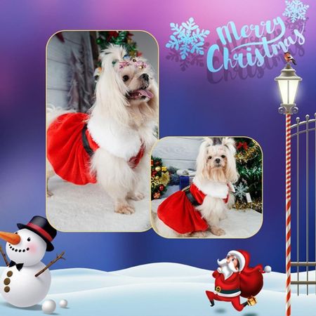 Soft Plush Fabric Santa Dog Costume Warm Thick Lining Holiday Puppy Clothes  Family Holiday Photos S