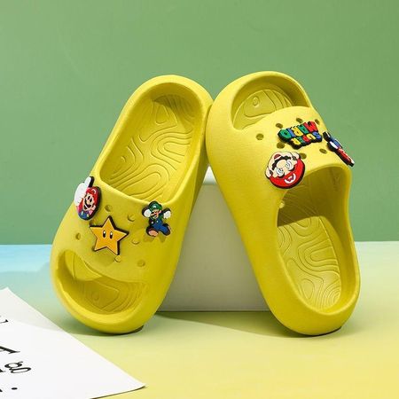 Очаровательные детские тапочки с мультяшным Марио, мягкая подошва, для дома, нескользящие, удобные сандалии 26-27 светло-зеленый