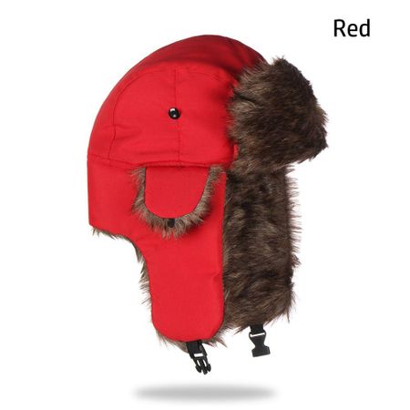 Men Women Trapper Earflap Winter Hats Winter Cap Ski Hat Russian Ushanka красный