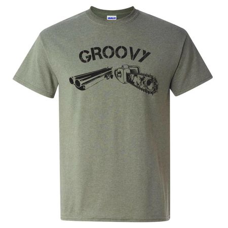 Groovy - Undead Zombie Hunting Chainsaw Shotgun Boomstick T Shirt 2XL