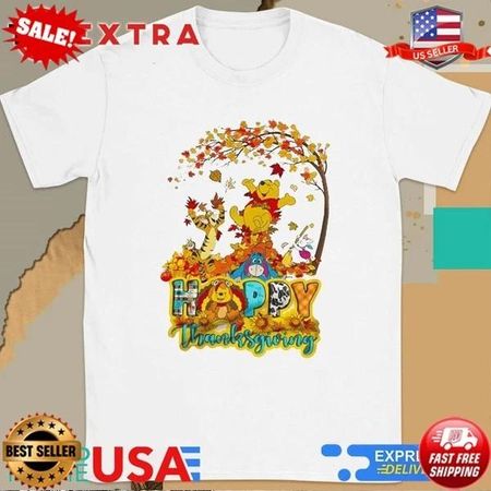 Winnie The Pooh Celebrating Thanksgiving Day With Friends 2025 T-Shirt S-5XL 3XL