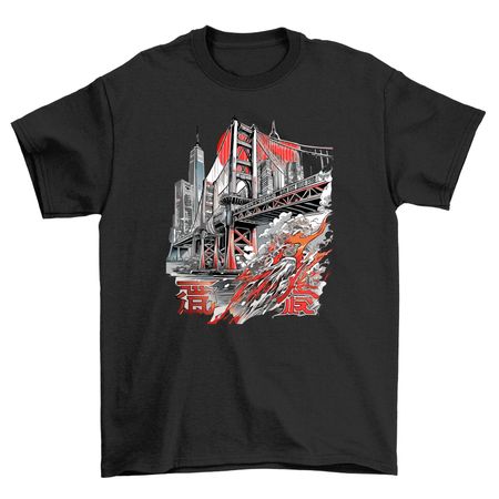 Tokyo Bridge Anime Funny T-Shirt Mens Womens Tees Top - Japanese Twist on San Francisco Bridge! Uni S