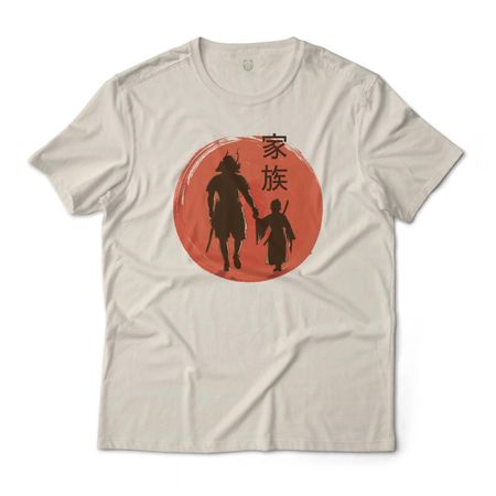Samurai Father And Son Japanese Art Graphic T-T-Shirt Lightweight Cotton Tee 3XL