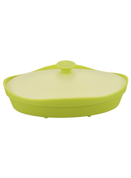 CB Japan Silicone Steamer, Green, Oval Shape, Microwave Cooking, fleur
