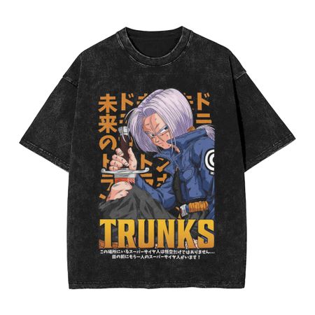 TRUNKS Dragon Ball T Shirts Hip Hop Washed Short Sleeve Harajuku TShirts  Vintage for Unisex Women Tops Streetwear Printed Tees S