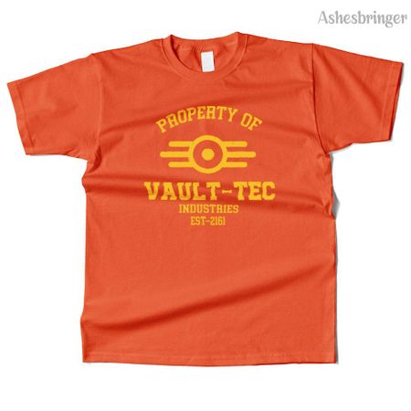 Mens Cotton Property of Vault Tec Graphic Summer 100% Cotton T Shirt Street Casual Style Tee for Men M