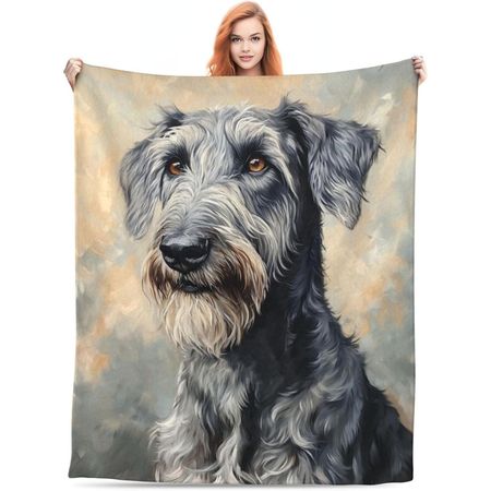 Tapestry cute Irish wolfhound blanket for women 75x100 чёрный