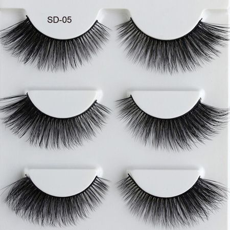 Fashion Voluminous Lashes Messy 3D Silk Fiber Natural Makeup Extension Tools False Eyelashes SD-05