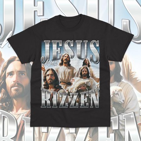 Jesus Has Rizzen T- Shirt Funny Meme Christian Funny Quote Unisex Sweater  Shirt S