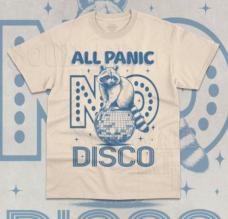 All Panic No Disco T- Shirt Funny Dancing Raccoon Meme Cute Unisex  Shirt 3XL